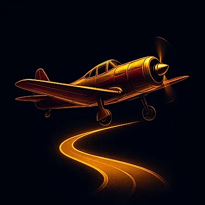 Golden plane taking off from runway multiplier for Aviator crash game on IPL ID