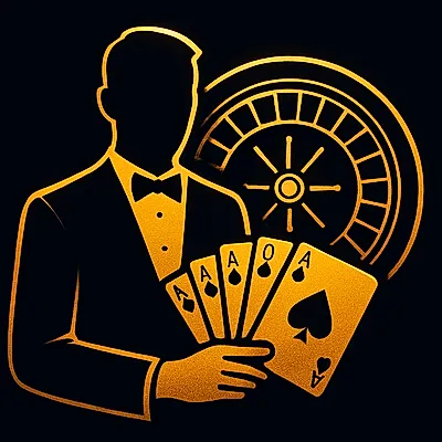 Live casino dealer icon with golden cards for single-wallet IPL ID casino