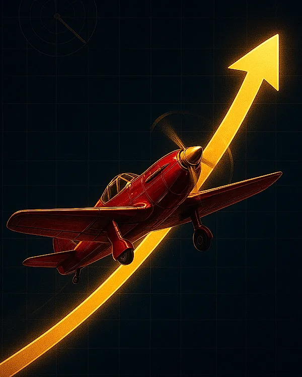 Aviator plane climbing golden multiplier trajectory curve on iplid.io