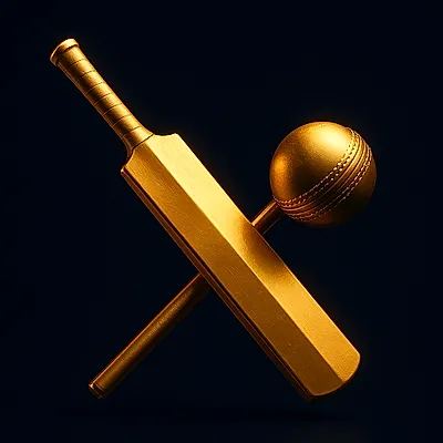 3D gold cricket bat and ball icon for ball-by-ball in-play IPL markets