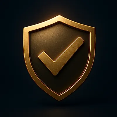 3D gold shield with checkmark icon for verified instant IPL ID on WhatsApp